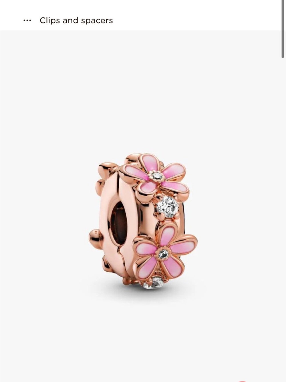 Pandora Rose Gold Floral Spacer clip with Pink Enamel Daisies